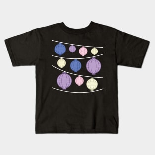 Lanterns | Purple Pink Yellow Blue | Pastel Kids T-Shirt